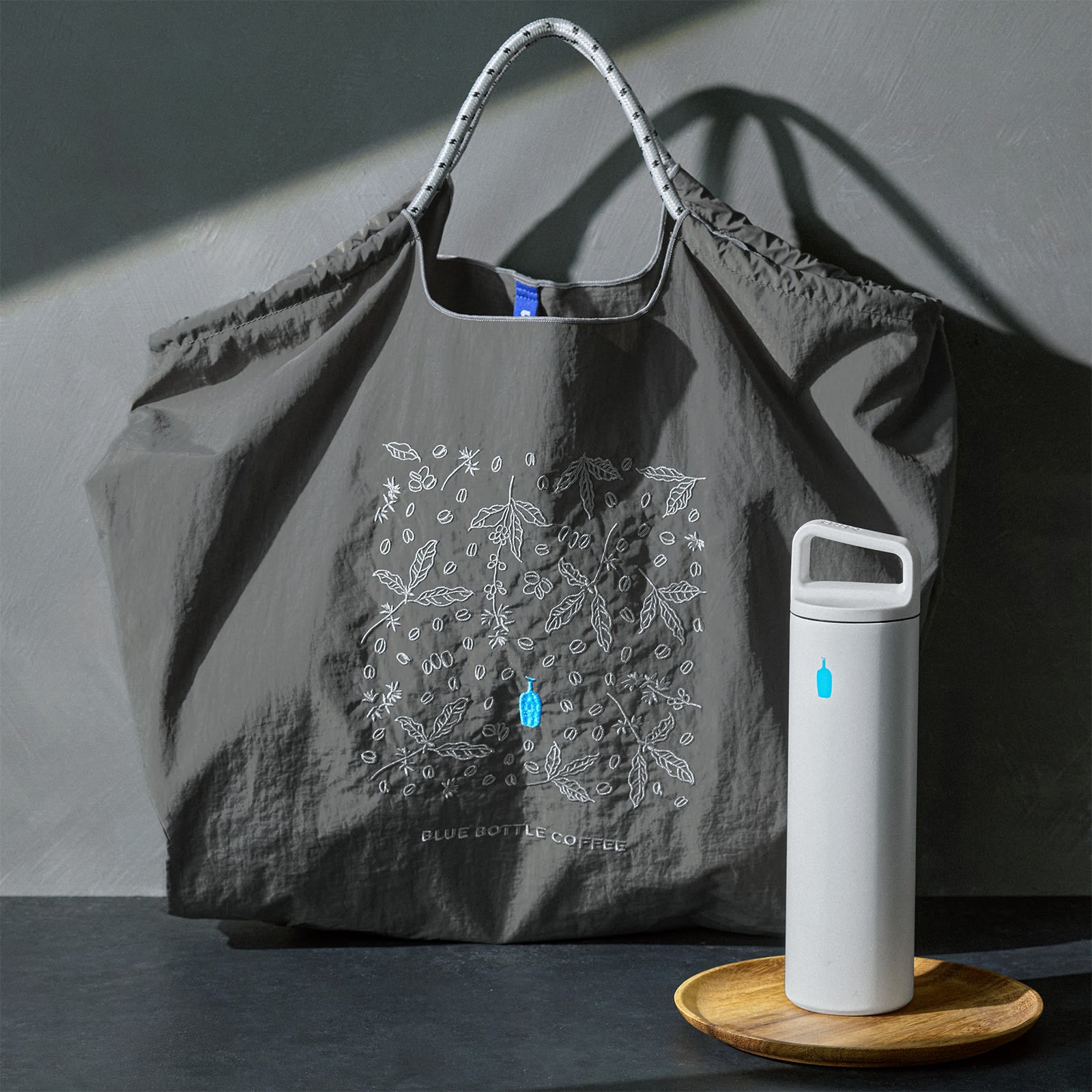 Embroidered Blue Bottle Tote