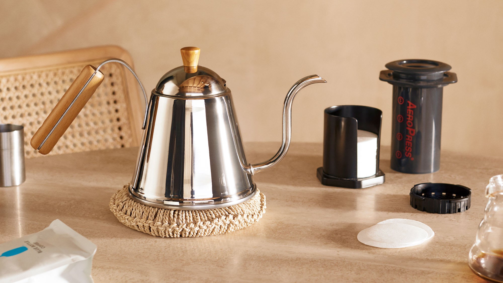 Wood-Handled Pouring Kettle
